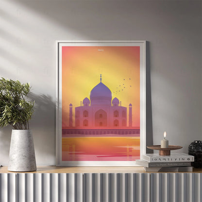 Plakat "Tadż Mahal, Indie" - Grafika z Ikoną Architektury