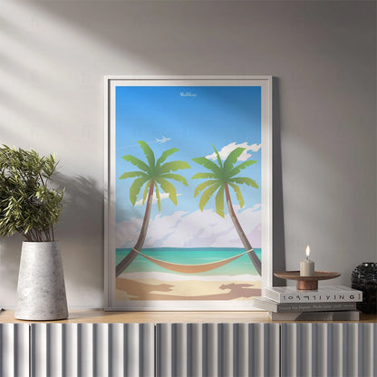 Plakat "Malediwy" - Grafika z Rajską Plażą