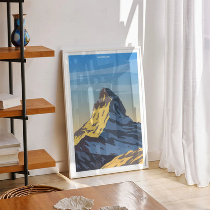 Plakat "Matterhorn, Szwajcaria" - Grafika ze Złotym Szczytem Alp
