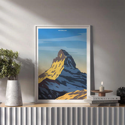 Plakat "Matterhorn, Szwajcaria" - Grafika ze Złotym Szczytem Alp