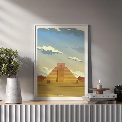 Plakat "Chichen Itza, Meksyk" - Grafika z Piramidą Majów