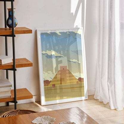 Plakat "Chichen Itza, Meksyk" - Grafika z Piramidą Majów