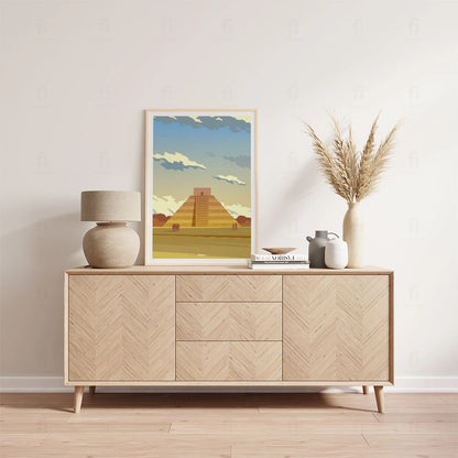 Plakat "Chichen Itza, Meksyk" - Grafika z Piramidą Majów