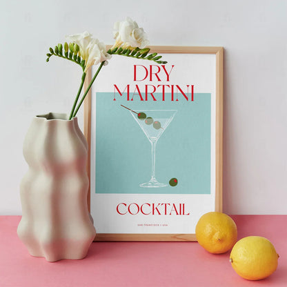Plakat "Przepis na Dry Martini" - Stylowa Grafika do Baru