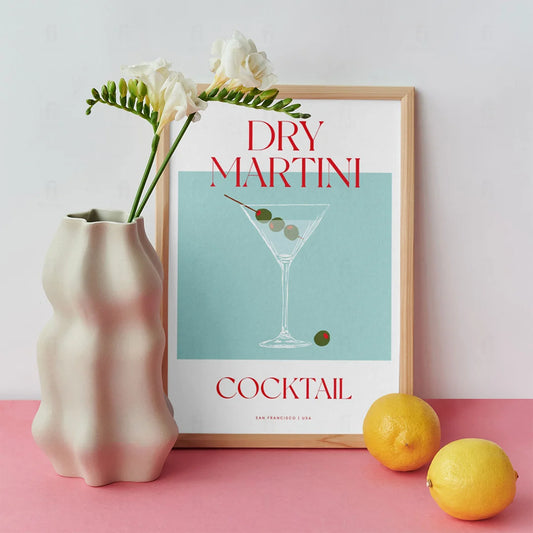 Plakat "Przepis na Dry Martini" - Stylowa Grafika do Baru