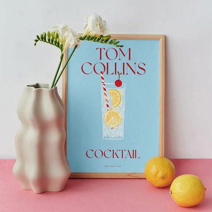 Plakat "Tom Collins" - Klasyczna Grafika z Koktajlem