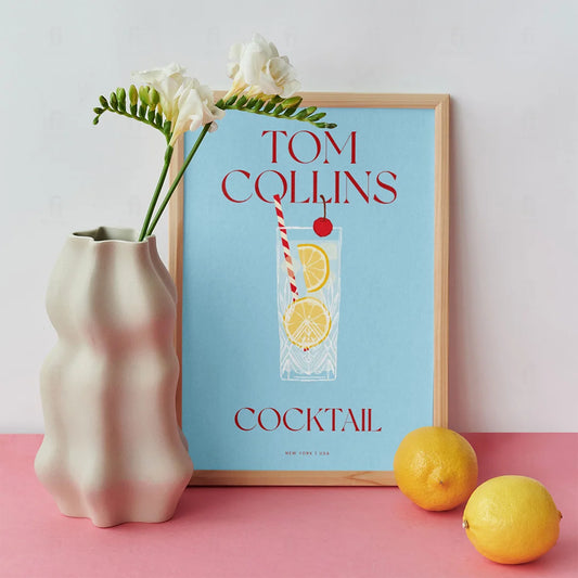 Plakat "Tom Collins" - Klasyczna Grafika z Koktajlem