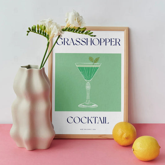 Plakat "Grasshopper" - Miętowa Grafika z Koktajlem