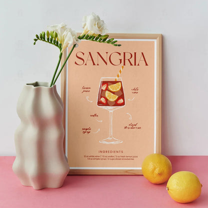 Plakat "Przepis na Sangrię" - Stylowa Grafika do Kuchni