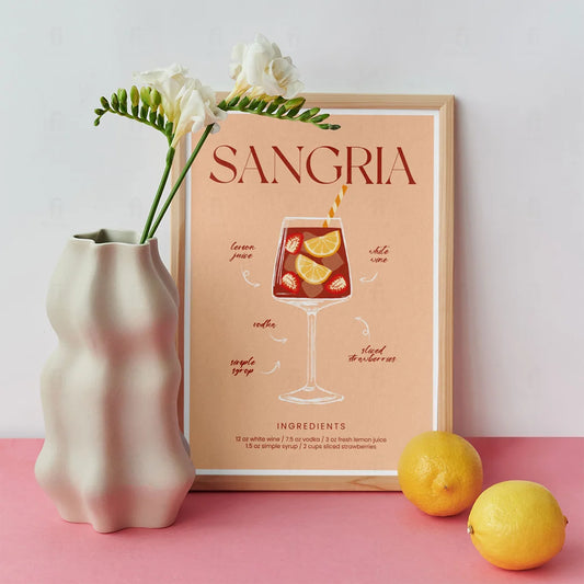 Plakat "Przepis na Sangrię" - Stylowa Grafika do Kuchni