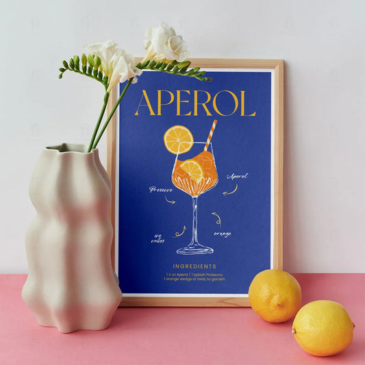 Plakat "Przepis na Aperol" - Włoska Grafika do Baru