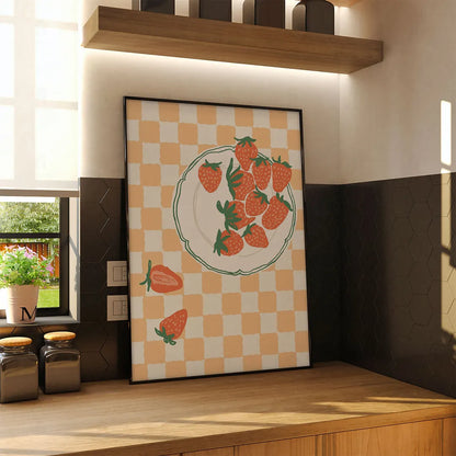 Plakat "Truskawki na Kratce" - Grafika w Stylu Retro