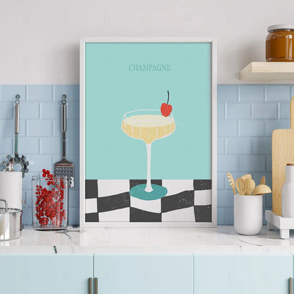 Plakat "Champagne" - Elegancka Grafika do Baru