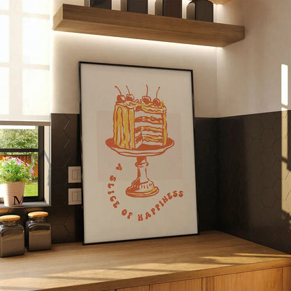Plakat "A Slice of Happiness" - Grafika z Tortem