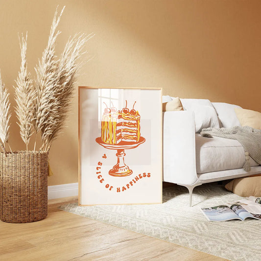 Plakat "A Slice of Happiness" - Grafika z Tortem