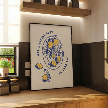 Plakat "Add a Little Zest" - Grafika z Cytryną i Cytatem