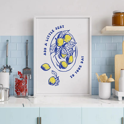 Plakat "Add a Little Zest" - Grafika z Cytryną i Cytatem