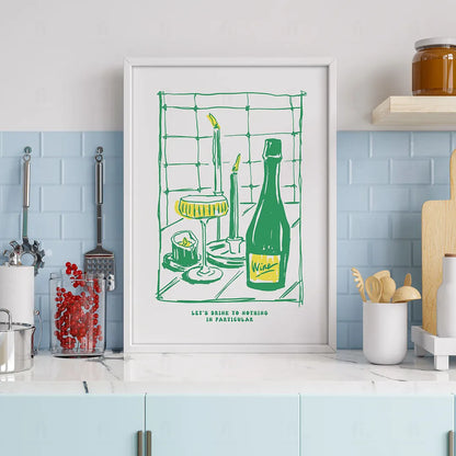 Plakat "Let's Drink to Nothing" - Stylowa Grafika do Baru