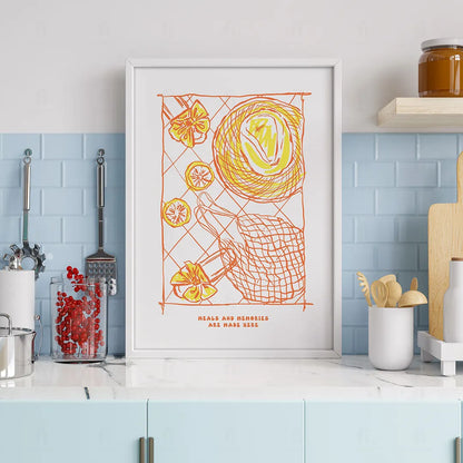 Plakat "Meals and Memories" - Grafika z Cytatem do Kuchni