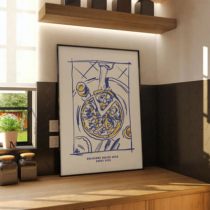 Plakat "Delicious Delite" - Grafika z Pizzą w Stylu Włoskim