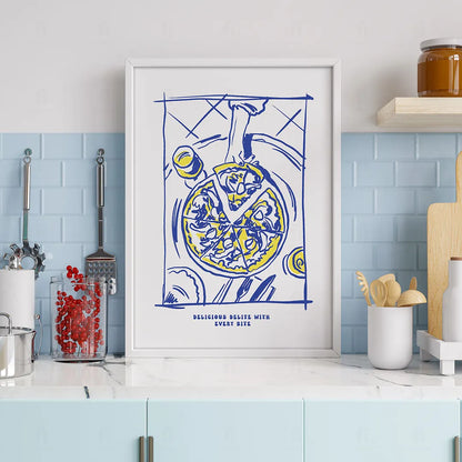 Plakat "Delicious Delite" - Grafika z Pizzą w Stylu Włoskim