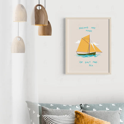 Plakat "Dreams Are Made" - Inspirująca Grafika z Żaglówką