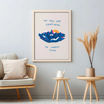 Plakat "Najlepszy Widok" - Inspirująca Grafika z Górami