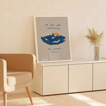 Plakat "Najlepszy Widok" - Inspirująca Grafika z Górami