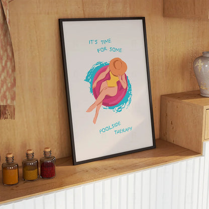 Plakat "Basenowa Terapia" - Grafika z Cytatem w Stylu Retro