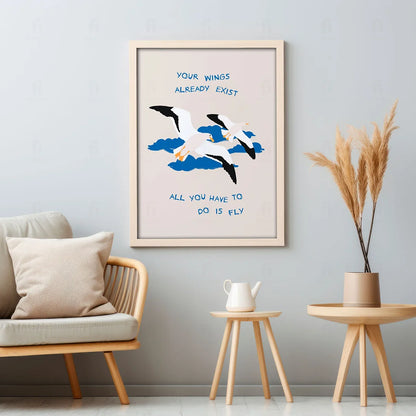 Plakat "Skrzydła" - Inspirująca Grafika z Przesłaniem