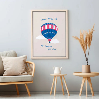 Plakat "Dotknij Nieba" - Inspirująca Grafika z Balonem