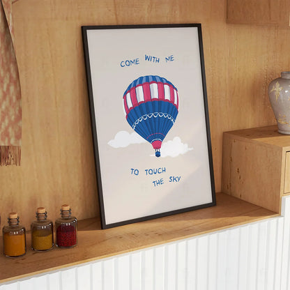 Plakat "Dotknij Nieba" - Inspirująca Grafika z Balonem