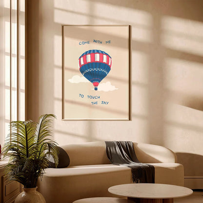 Plakat "Dotknij Nieba" - Inspirująca Grafika z Balonem
