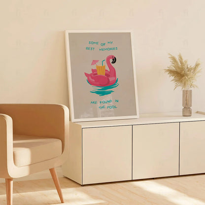 Plakat "Basenowe Wspomnienia" - Grafika w Stylu Wakacyjnym