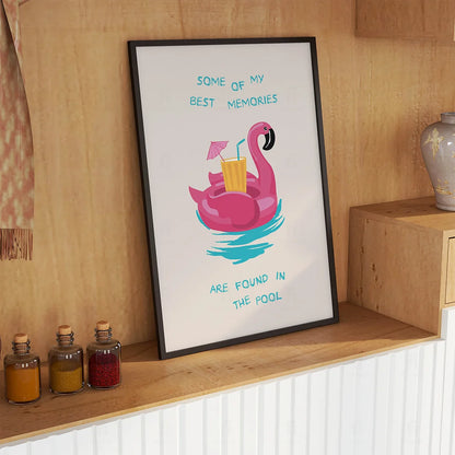 Plakat "Basenowe Wspomnienia" - Grafika w Stylu Wakacyjnym