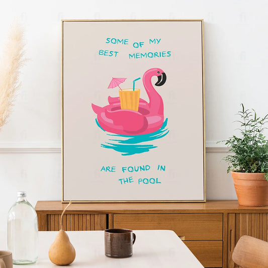 Plakat "Basenowe Wspomnienia" - Grafika w Stylu Wakacyjnym