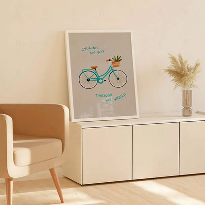 Plakat "Rowerowa Podróż" - Grafika z Rowerem w Stylu Vintage