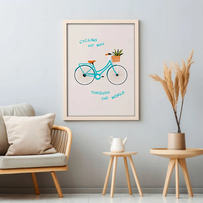 Plakat "Rowerowa Podróż" - Grafika z Rowerem w Stylu Vintage