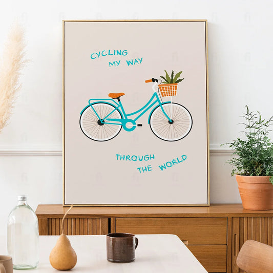 Plakat "Rowerowa Podróż" - Grafika z Rowerem w Stylu Vintage