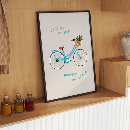 Plakat "Rowerowa Podróż" - Grafika z Rowerem w Stylu Vintage