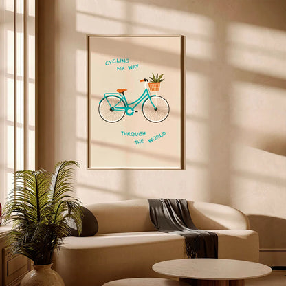 Plakat "Rowerowa Podróż" - Grafika z Rowerem w Stylu Vintage