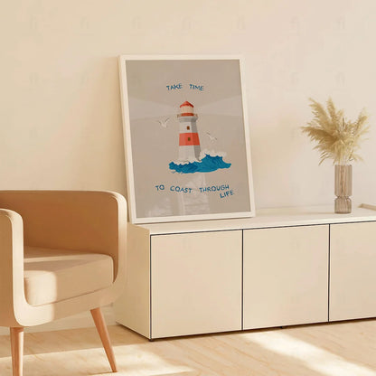 Plakat "Powolne Tempo" - Grafika w Stylu Morskim