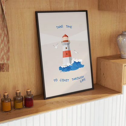 Plakat "Powolne Tempo" - Grafika w Stylu Morskim