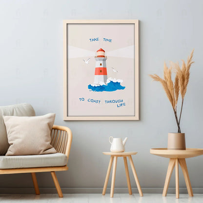 Plakat "Powolne Tempo" - Grafika w Stylu Morskim