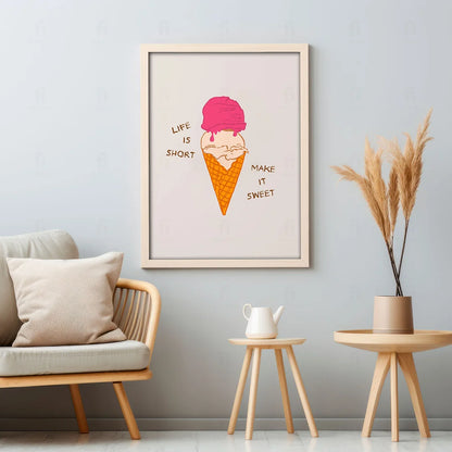Plakat "Słodkie Chwile" - Grafika z Lodami