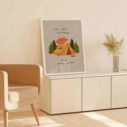 Plakat "Otwarte Przestrzenie" - Grafika z Naturą i Przygodą
