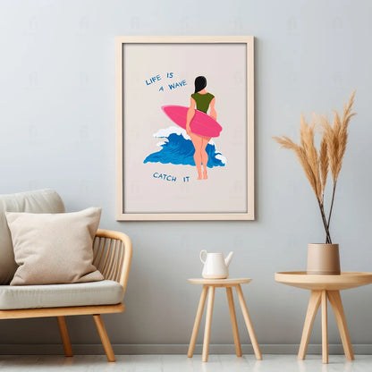 Plakat "Życie jest Falą" - Inspirująca Grafika
