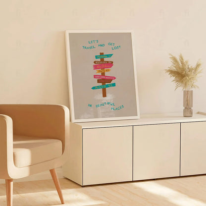 Plakat "Podróżujmy" - Kolorowa Grafika z Cytatem