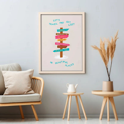 Plakat "Podróżujmy" - Kolorowa Grafika z Cytatem