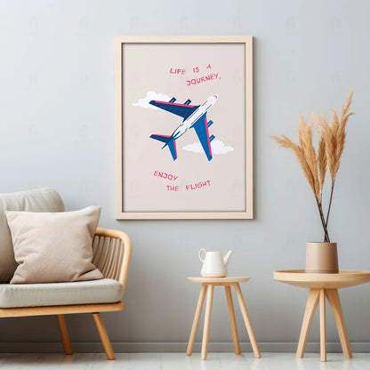 Plakat "Życie to podróż" - Inspirująca Grafika z Samolotem